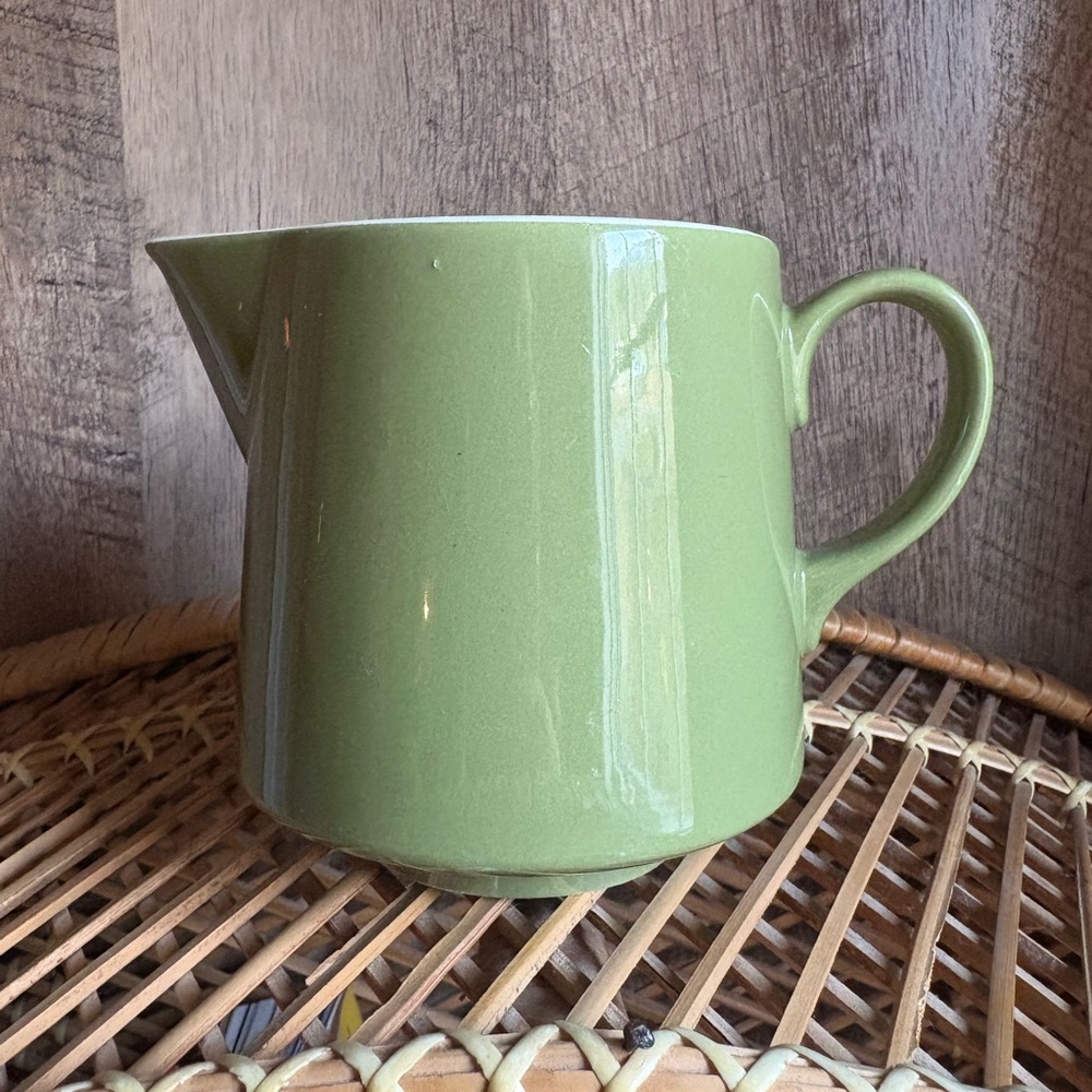 Small vintage olive green creamer pitcher